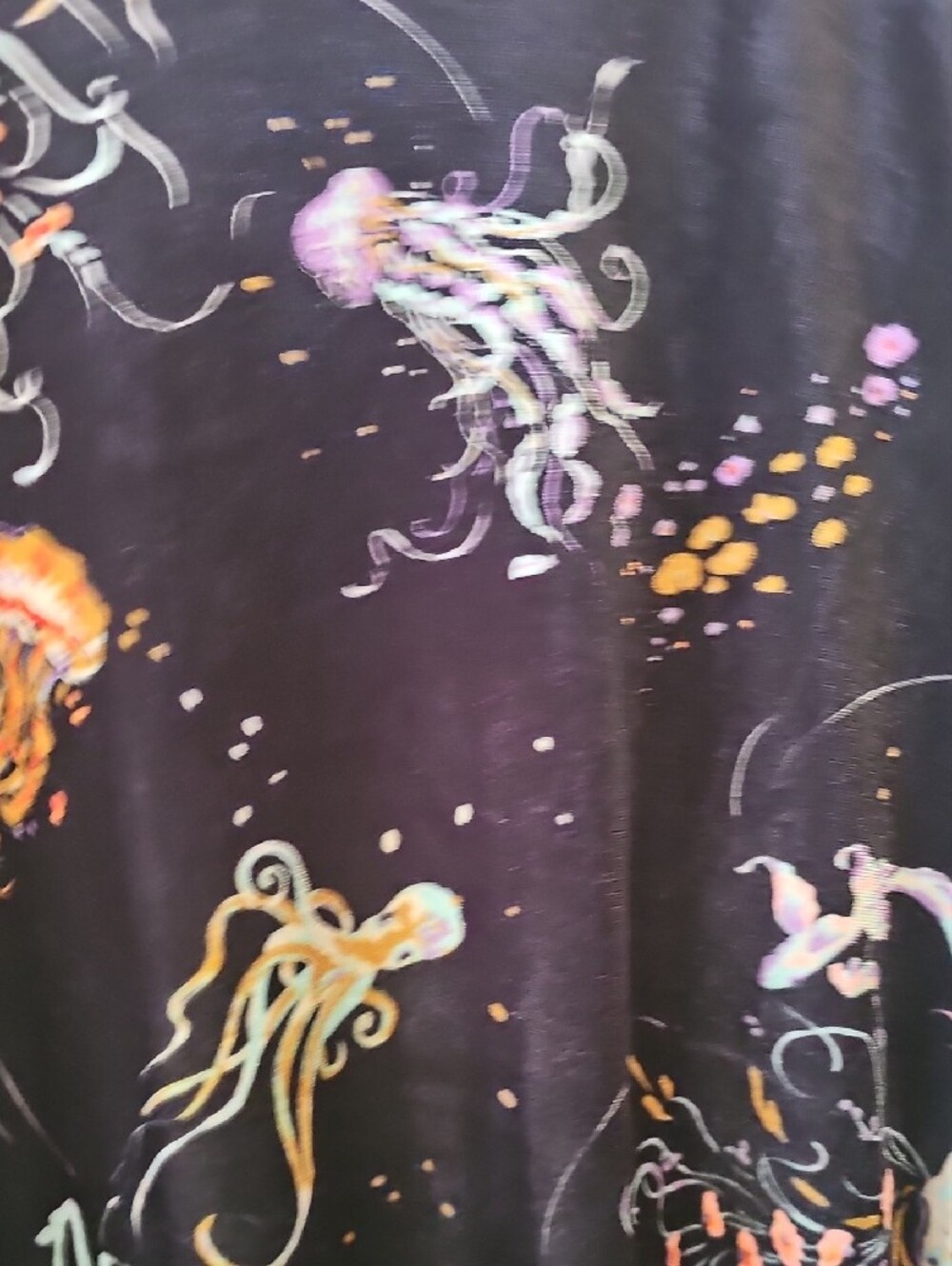 Modcloth Black Long-Sleeve Top with Colorful Jellyfish Print - Picture 4 of 5